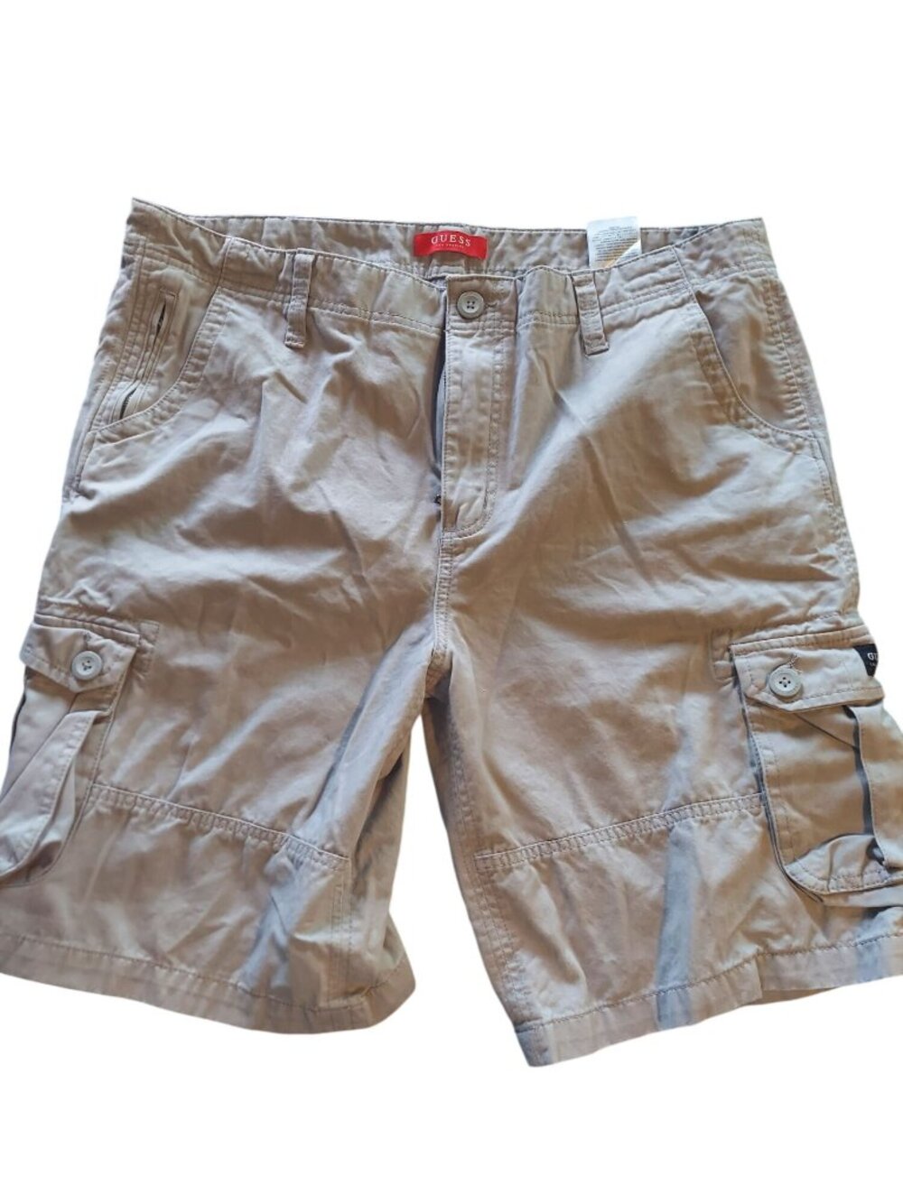 Guess Mens Beige Cargo Shorts Size 38 With Multiple Pockets 1516